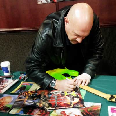 Custom Schecter 2002 NAMM Convention Horror Masterworks Display Catalog Guitar SIGNED Dawn Of The Dead George Romero Horror Halloween image 14