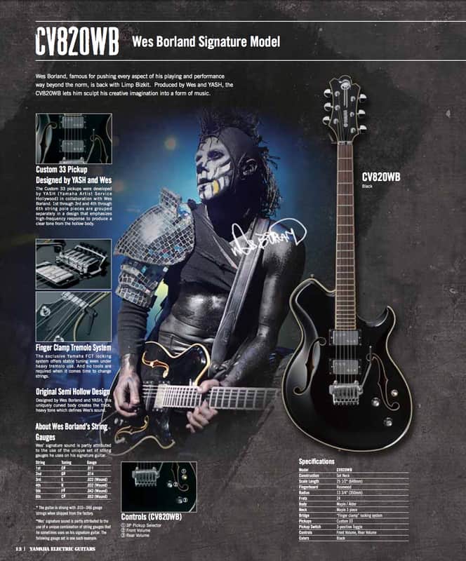 RARE MIJ Yamaha Wes Borland CV820WB w/ Mono Vertigo Bag 2008 Limp