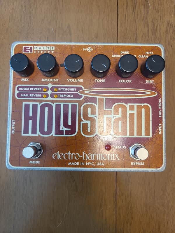 Electro-Harmonix Holy Stain Multi-Effects Pedal: Distortion / Reverb / Pitch / Tremolo 2008 - 2022 - Orange / Red image 1