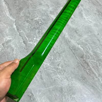 6 string 22 fret Gloss green flame Maple Electric guitar neck 25.5" Replacement image 2