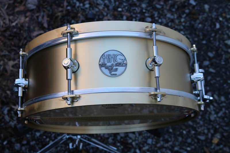 HHG drums 14x5.25 Handmade Brass With Solid Brass Bespoke Hoops 2022 Satin Lacquer image 1