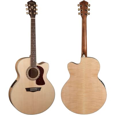Washburn Jumbo Cutaway Acoustic Electric Guitar, Flame Maple Solid Spruce Top image 1