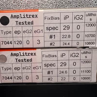 Amplitrex tested GE 7044 7119 5687 Vacuum Tube Pair dated September 1979 image 2