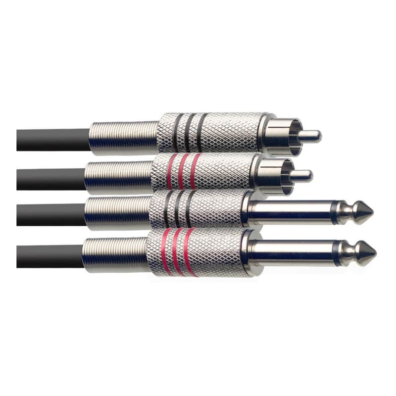 Stagg STC060PCM 2 x 1/4" Jack - 2 x RCA Phono Cable (60cm - L+R) image 1