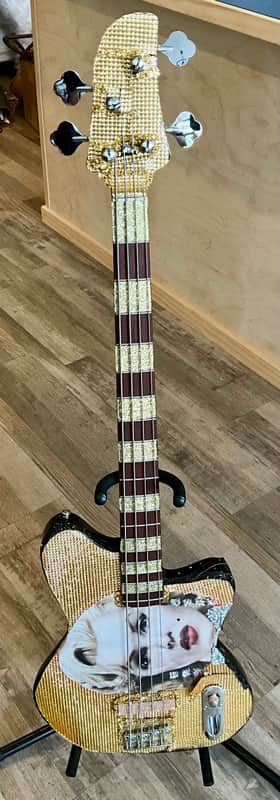 4-String Bass Guitar - Black & Gold Sparkle image 1