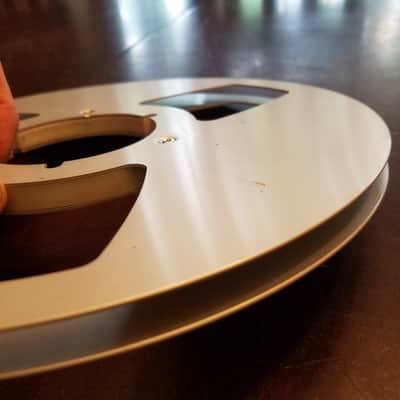 Scotch Genuine Metal 1/4" Reel To Reel R2R Take Up Supply Wheel 10.5" empty 1970s - brushed aluminum image 4