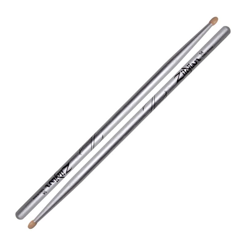 Zildjian 5A Metallic Painted Drumsticks - CHROMA SILVER image 1