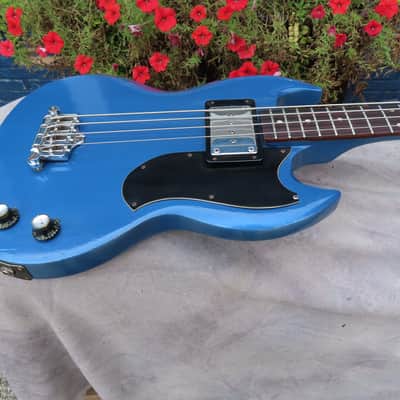 GIBSON EBO early 1970 PELHAM BLUE SLOTTED HEADSTOCK ORIGINAL refinished image 2