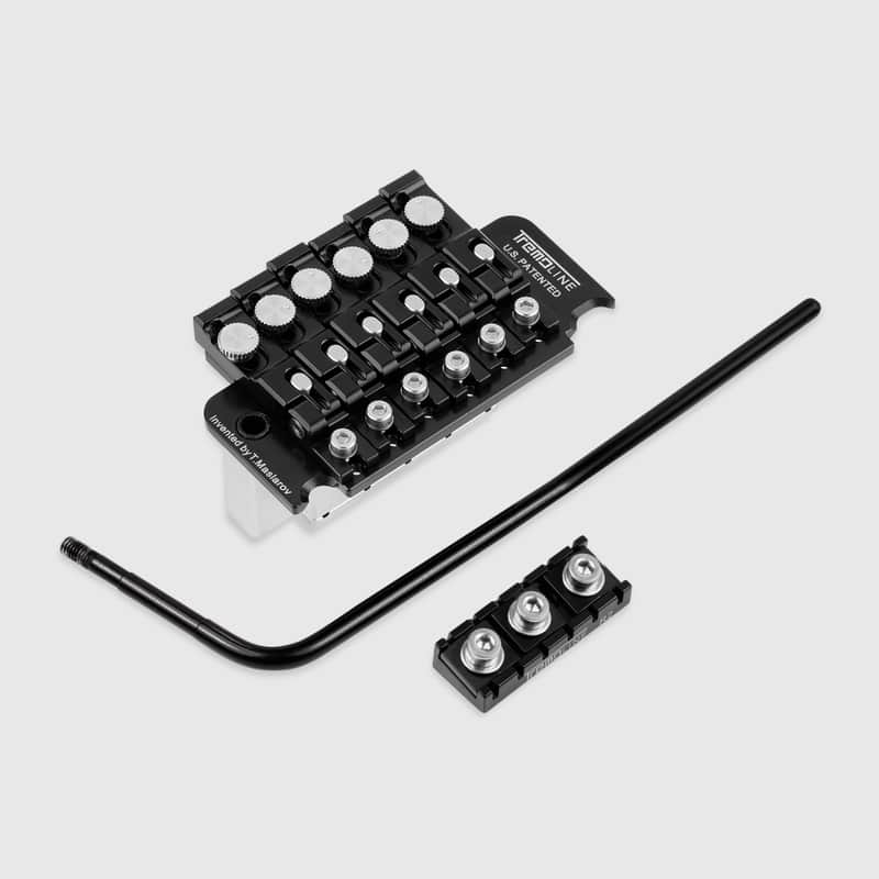 Tremoline FT36T-R2-BS Stainless Steel double locking tremolo + R2 (41.4mm) Locking Nut, Black