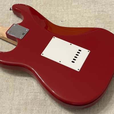 2014 Squier Bullet Stratocaster Red Rosewood Fretboard Maple Neck No Skunk Stripe / 8 Screw Pickguard image 15