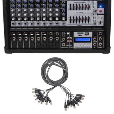 Rockville RPM109 12 Channel 4800w Powered Mixer , 7 Band EQ+8-Ch Snake Cable image 1
