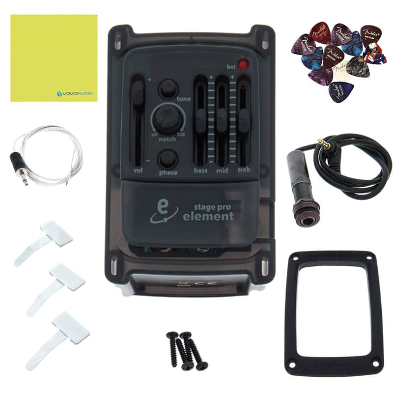 LR Baggs StagePro Element Advanced Undersaddle Pickup with Unrivaled Dynamic Range Bundle w/ 12x Fender Picks and Liquid Audio Polishing Cloth image 1