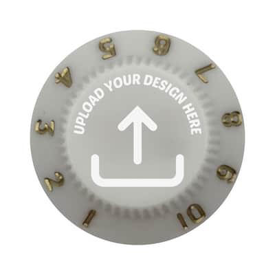 Custom Strums™ Personalized Strat-Style Guitar Knob (Single) White with Gold, Left Handed -10 image 1
