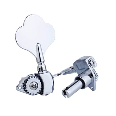 Guyker Open Frame Electric Bass Machine Head (2R + 2L) - 1:20 Ratio Gear Tuners Tuning Key Pegs - chrome image 5
