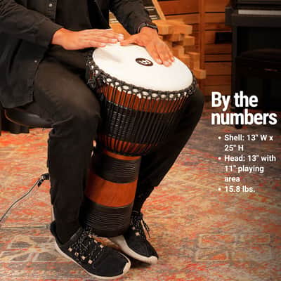 Meinl Percussion ADJ3-XL+BAG African Style Rope Tuned 13" Wood Djembe with Bag, Brown/Black (VIDEO) image 6
