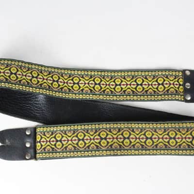 Vintage Style Beautiful Colorful Braided Guitar Strap Leather + Cotton  w/Plastick Buckle ~Persian/Middle Eastern Geometric Pattern~ image 6