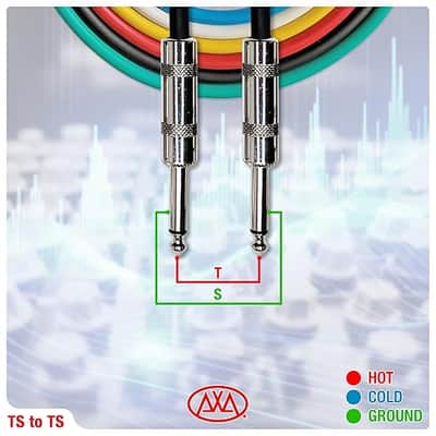 Audio 1/4-Inch TS Patch Guitar& Bass Amp Cables - Metal Connectors, OFC Copper Wire | TS 1/4" Mono Guitar Cables| Male to Male 3ft Multicolor Instrument Patch Cords (3ft - 6 Pack) image 5