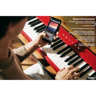 Casio Privia PX-S1100 Portable Digital Piano with 88 Weighted Keys, 18 Tones, Touch Sensor Controls, Sustain Pedal, Bluetooth, USB, AC Adapter, 16W Speaker System, Gloss Red Finish (PX-S1100RD) image 3