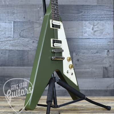 Pre-Owned Gibson Flying V Tribute - Satin Olive Drab with Hardshell Case image 10