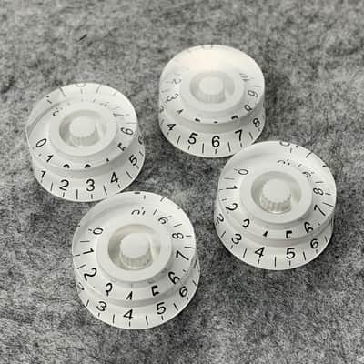 4pcs White Top Hat Guitar Knobs | Volume & Tone Speed Control Knob Set for LP-Style Electric Guitars | Split Shaft Replacement Parts image 1