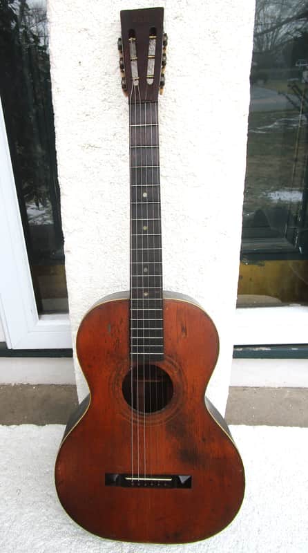 Stella Parlor Guitar, 1900's, Jersey City N.J. Restored, "Bluesmobile", Case image 1