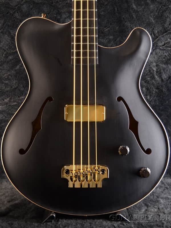 Nik Huber Rietbergen Bass w/Flame Maple Neck,Gold Hardware,Wood Knob -Worn Onyx Black- image 1