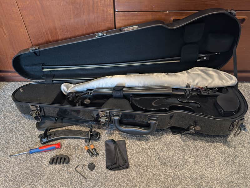 Glasser GCC-V4/4 2023 Violin (Black), Glasser Bow, Eastman Hard Case and Accessories image 1