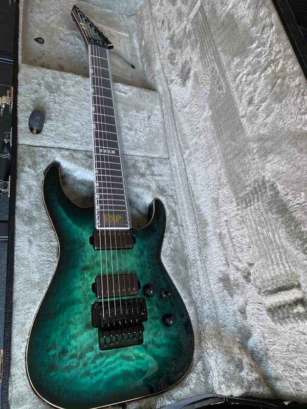 ESP E-II Horizon FR-7 2021 Black Turquoise Burst image 1