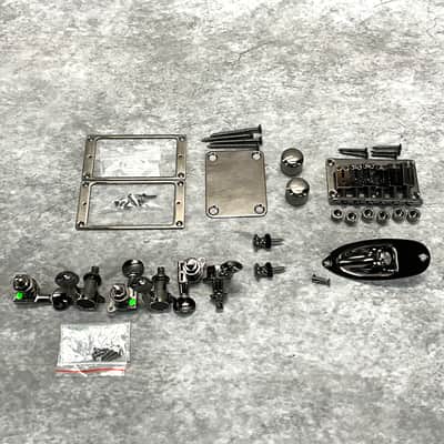 Gotoh Hardware Set w/ Tuners, Bridge, Pickup Rings, Knobs, Strap Buttons, Neck Plate, and Ferrules - Cosmo Black image 1