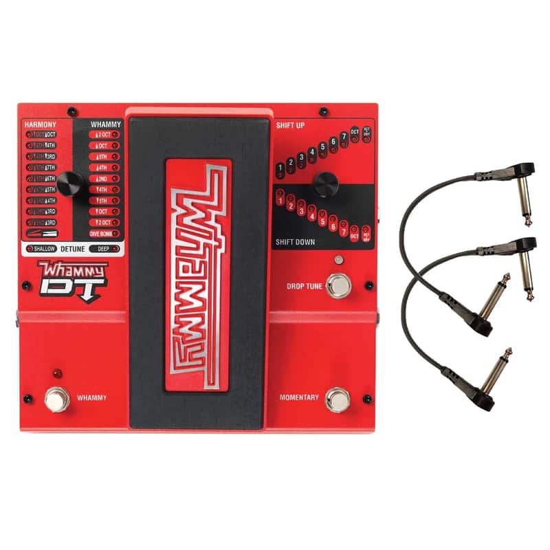 Digitech Whammy DT Guitar Pedal - Drop Tune & Whammy Effects, Pitch Shifting, True Bypass. 2 Flat Patch Cables Included image 1