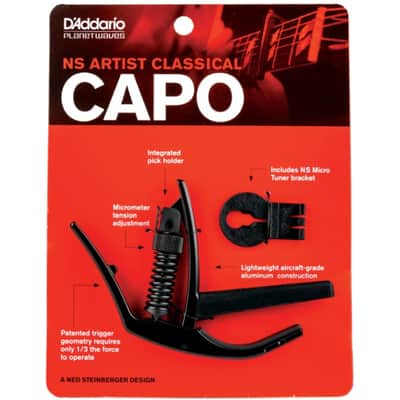 D'Addario PW-CP-13 NS Artist Capo for Classical Guitar, Black image 1