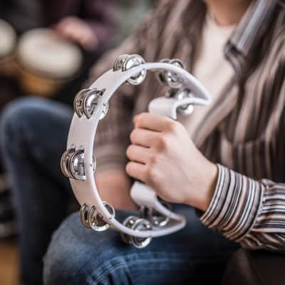 Chord Tambourine Single D Half Moon Hand Percussion Instrument WHITE image 3