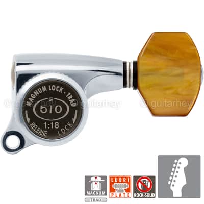 NEW Gotoh SGS510Z-P8 MGT 6 in line Locking Tuners Set 18:1 Gear Ratio - CHROME image 1