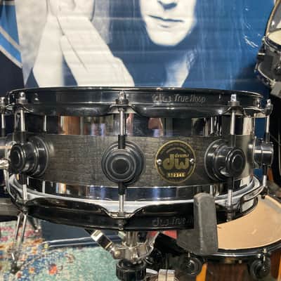 Terry Bozzio's DW 5x14" Collector's Edge Snare Drum, 1998 Autographed - Transparent Black Satin image 9