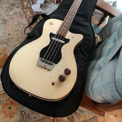 Vintage 1964 Silvertone Danelectro 1440L Bass Guitar, White & Black image 1