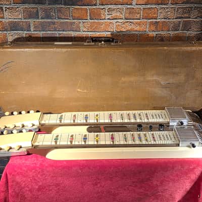 Vintage 1950s National Grand Console Double Neck Lap Steel Guitar White/Black w/ OHSC image 1