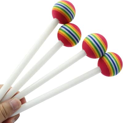 6 Pieces Lollipop Felt Drum Stick, 8.3 inch Timpani Mallets, Soft Foam Head Percussion Sticks, Rainbow Plastic Drumsticks Hand Percussion Toy for Adults Musical Instrument Accessories image 4