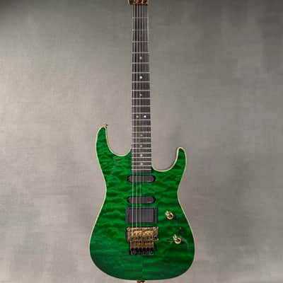 Charvel USA Custom Dinky EMG HSS FR Transparent Green 2004 w/ Hard Case - Quilted Maple image 2