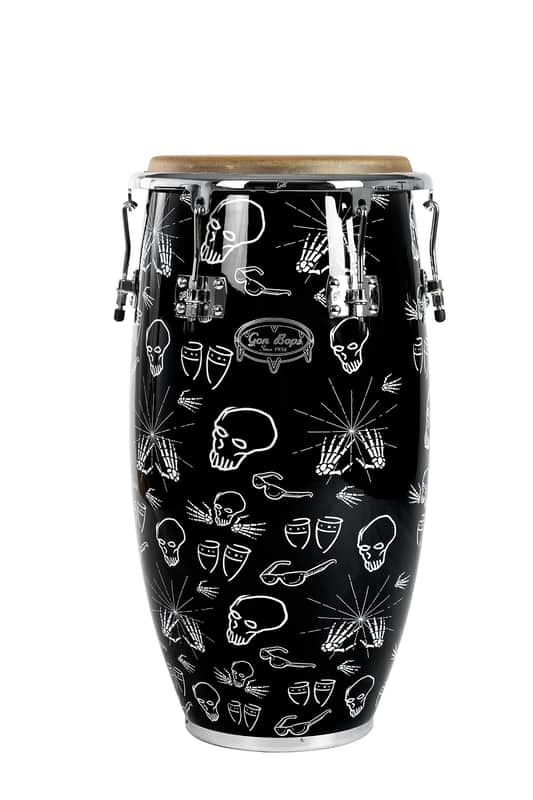 Gon Bops Lenny Castro Signature 12.25" Tumba Conga Hand Drum Hand-Drawn Skull Logo | Authorized Dealer image 1