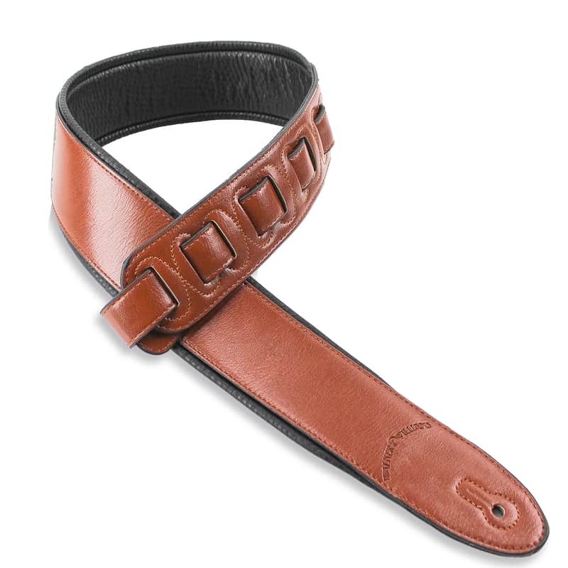 Walker and Williams G-28 Chestnut Brown Guitar Strap with Padded Glove Leather Back image 1