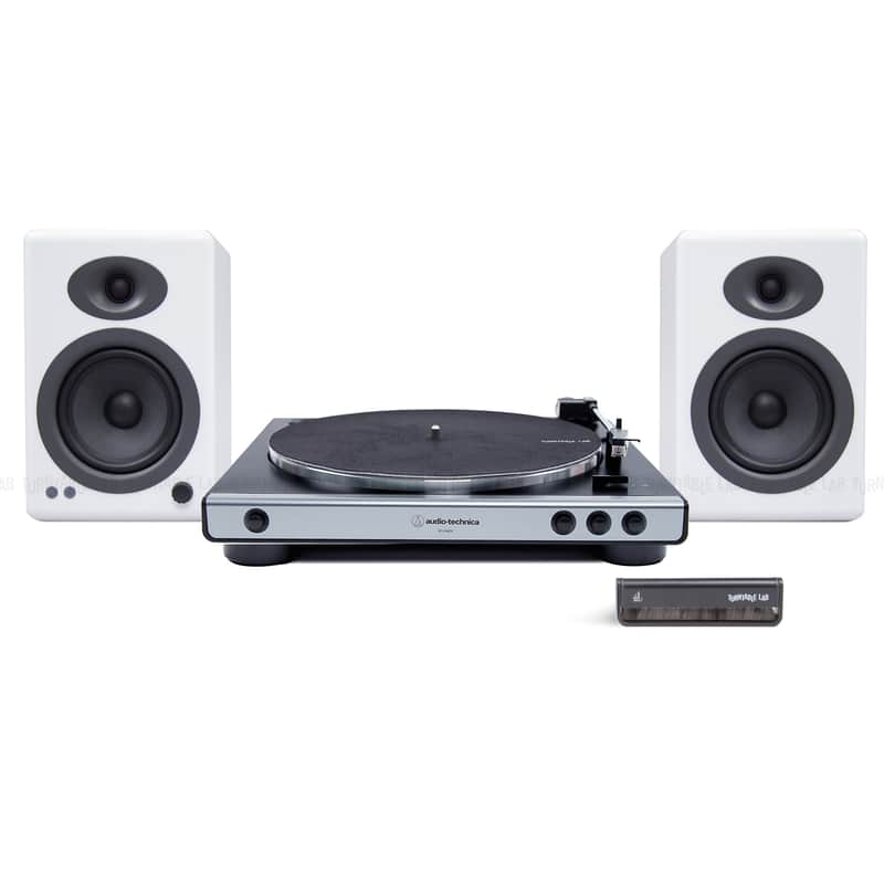 Audio-Technica: AT-LP60X / Audioengine A5+ / Turntable Package Silver Turntable / White Speakers