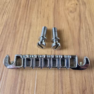 Vintage 1960's Gibson Chrome Compensated Wraparound Tailpiece w/ Studs! image 4