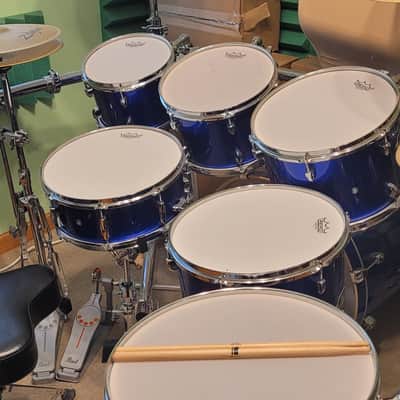 Pearl EXX725S/C717 Export EXX 10 / 12 / 13 / 14 / 16 / 22 / 14x5.5" 7pc Drum Set with Hardware 2013 - 2020 - High Voltage Blue image 1