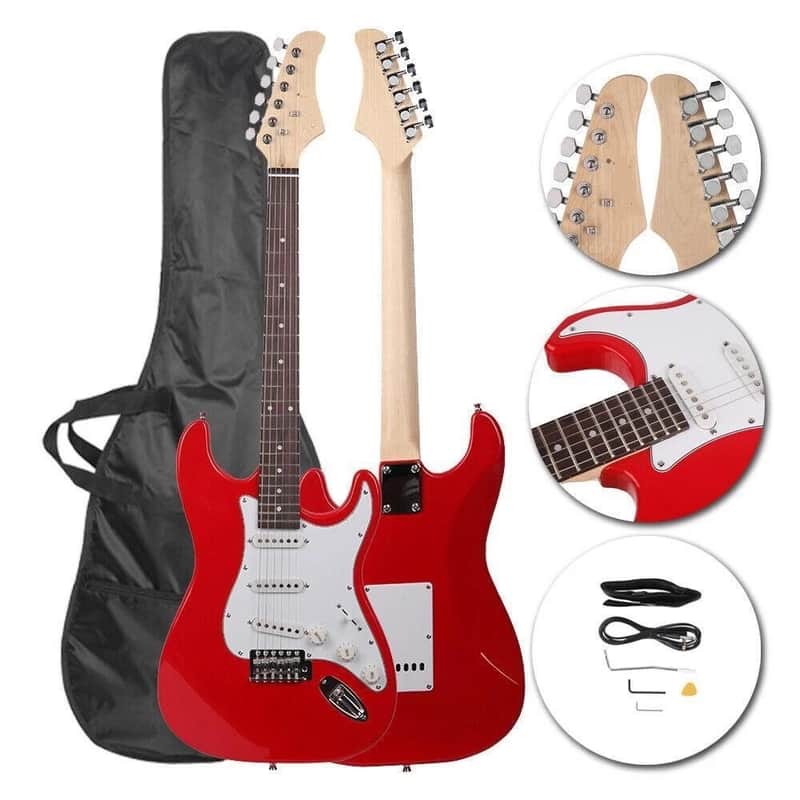 Rosewood Practice Student Band Basswood Electric Guitar Set Red image 1
