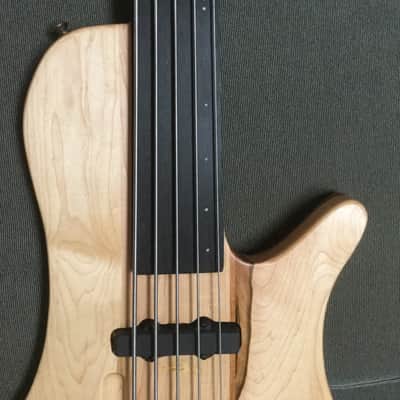 Custom built fretless, carved 5 string bass guitar Fretless 5 string 2020 Natural pure non toxic Tung oil,  8 applications image 3