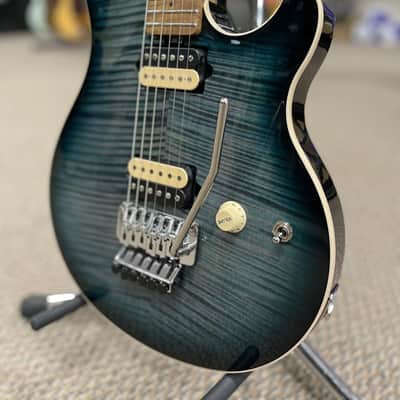 Ernie Ball Music Man Axis Flame Top Electric Guitar Yucatan Blue w/ Hard Case image 13