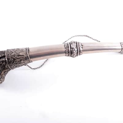 Antique Tibetan Ceremonial Hand Carved Silver Trumpet - Buddhist - Mus. Instrument - Monastery Religious Horn - Artifact - Bone Kangling - Shaman - Nepal image 10