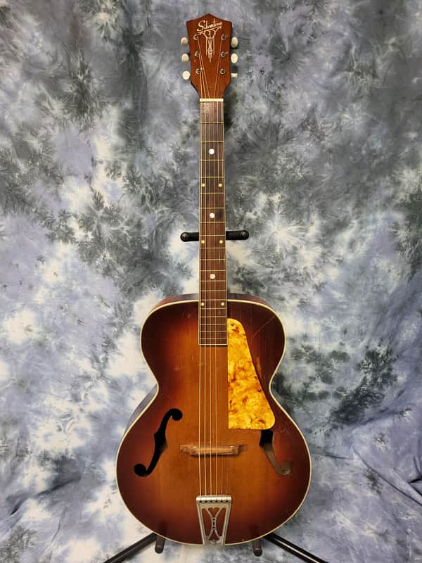 Vintage RARE 1943 Silvertone Model 710 Sunburst Archtop Neck Reset Pro Setup Hard Shell Case image 1