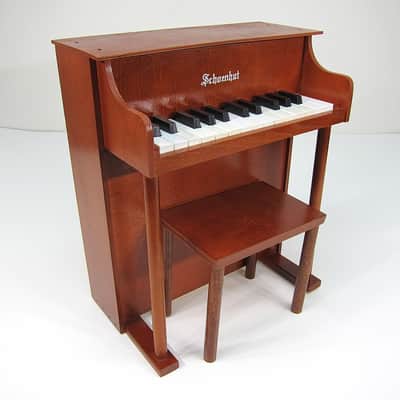 1960s Schoenhut Children's Toy Upright Piano Two Octave Near Mint Birch Cabinet & Matching Bench! image 5