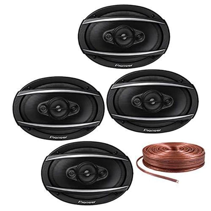 Pioneer (2 Pairs) TS-A6960F 4-Way 450 Watt 6" x 9" Coaxial Car Speakers 6x9 with 16 Gauge 50ft Speaker Wire image 1